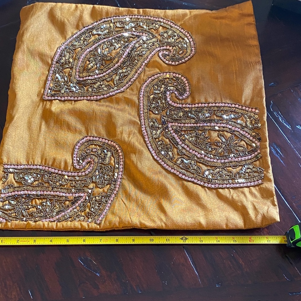 Embroidered Gold Cushion Cover